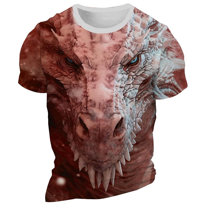 Men's Graphic Dragon T Shirt Short Sleeve T Shirt 3D Print Crew Neck Shirt Daily Designer Retro Vintage Sports Outdoor Holiday