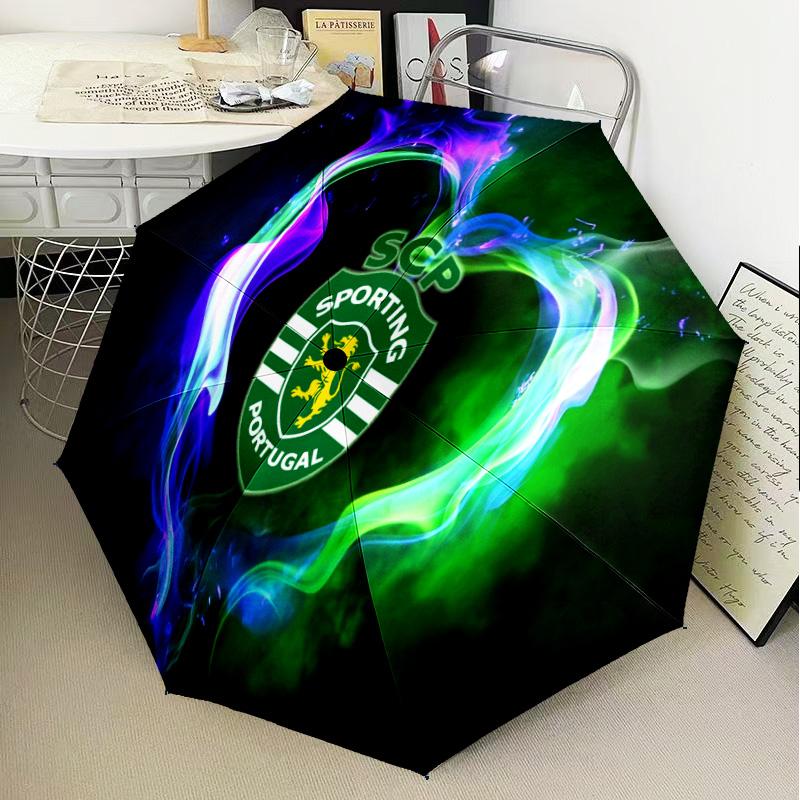 Sporting Portugal Crest Automatic Folding Umbrella - 8-Rib Travel Umbrella with Auto Open/Close & Portable Gifts for holidays or birthdays