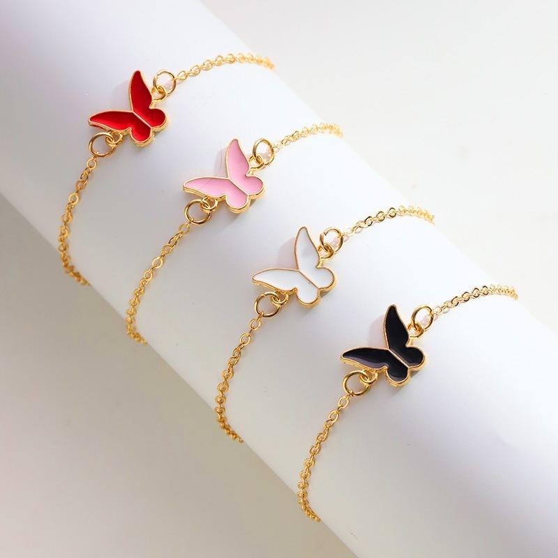 Fashion European American Style Butterfly Enamel Jewelry Four Piece Set For Women