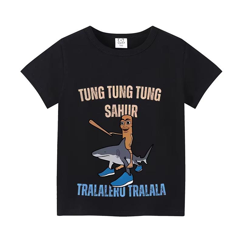 Italy Brain Rot Funny Animal Kids' Cotton T-Shirt - Cappuccino Assassin Short Sleeve