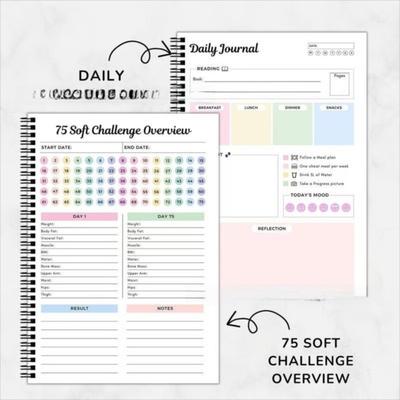 75 Sheets Challenge Planner Notebook Hardcover Multiple Functional Soft Challenge Planner Editable Spiral Planner Notebook