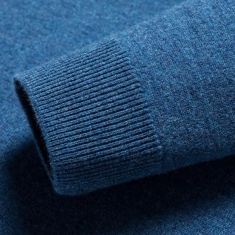 Hengyuanxiang Men's Thick Pure Wool V-Neck Pullover Sweater