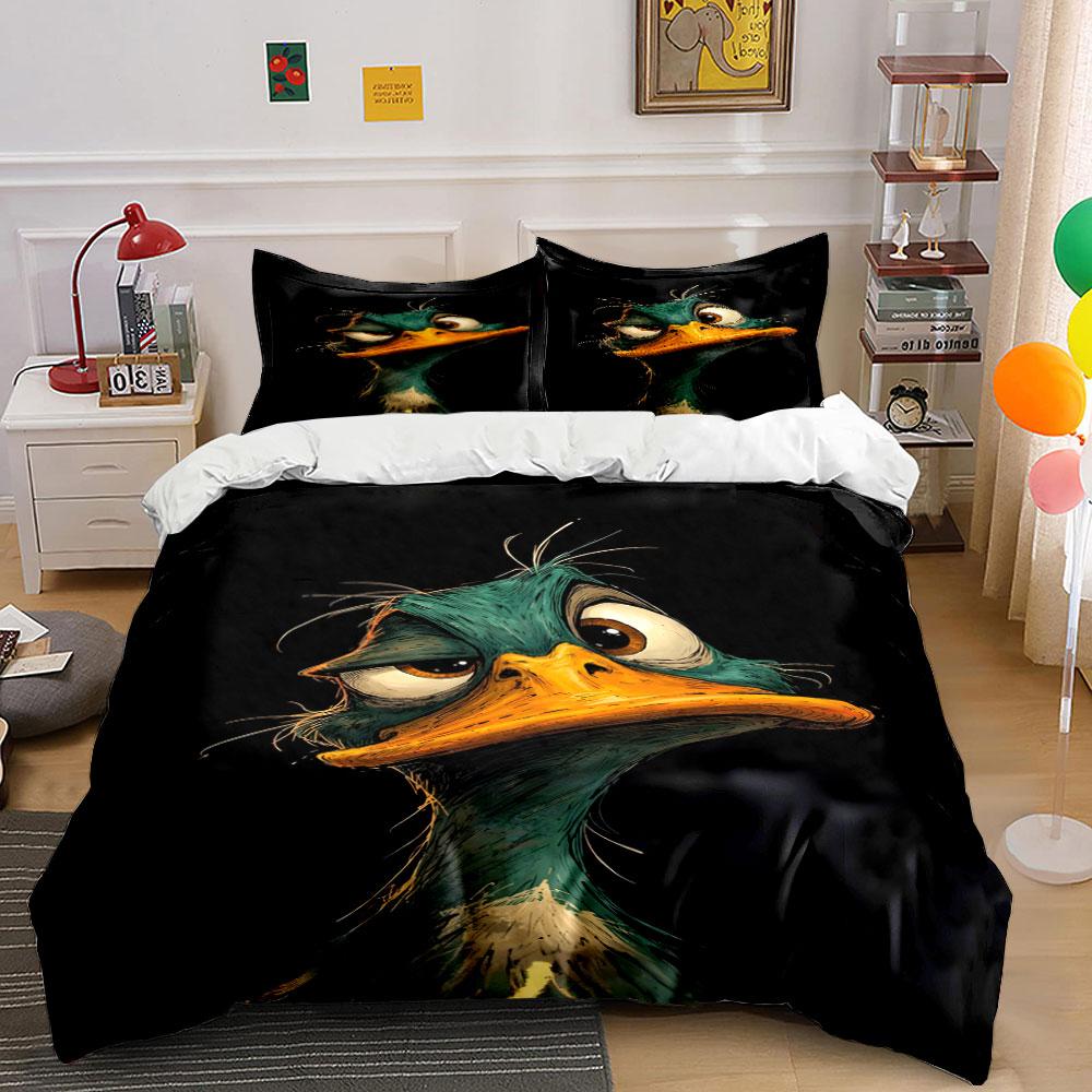 

Cartoon green duck illustration. Bedding sets Duvet cover sets Duvet covers Pillowcases(1 * Duvet Cover 2 * Pillowcases, without duvet insert) 135x200cm