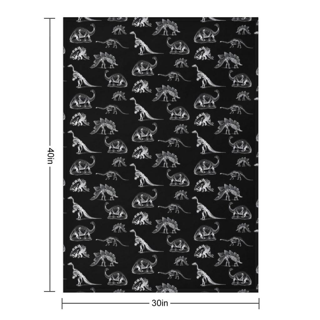 Vintage Museum Dinosaurs and Skeletons X-Rays On Black Throw Blanket Nap Manga Thermals For Travel Sofa Throw Blankets