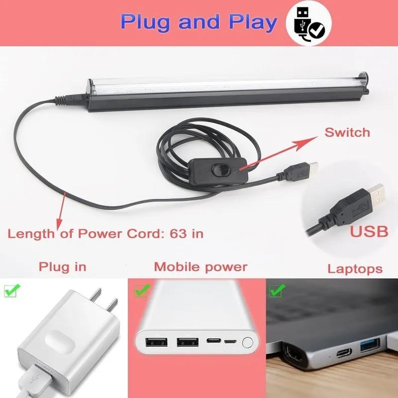 6W USB UV Light Blacklight Bar for Body Painting Blacklights Tapestry Poster Glow Party T5 Tube UV Strip Lights for Cabinet
