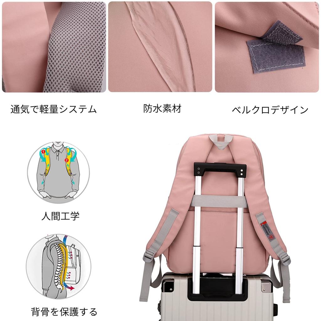 FANDARE Backpack for Men and Student Style with Cute Large Fits A4 Attaches to Perfect for and Pink Women, Charm, Capacity, 15.6-inch Laptops, Size,