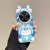 KEYSION Cute Ear Cartoon Case for Redmi 14C with Lanyard Soft Silicone+PC Shockproof Phone Back Cover for Xiaomi POCO C75