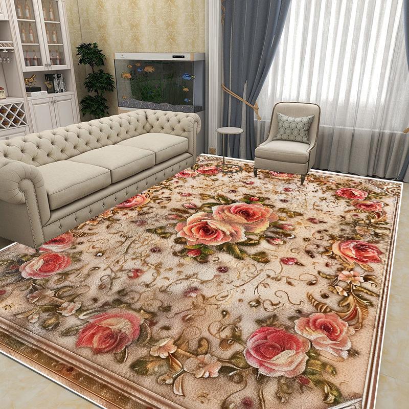 Flower Carpet Living Room Sofa Rugs European Style Luxury Bedroom Decoration Bedside Rug Large Room Cloakroom Lounge Floor Mats