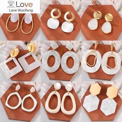 Women 'S Earrings Acrylic Drop Earrings For Women Geometric Hoop Big Earrings Dangle Hanging White Earrings Fashion  Jewelry