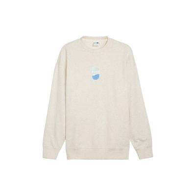 Puma Downtown 180 Crew Tr Gesticktes Buchstabenlogo Design Rundhals Langarm Sweatshirt Unisex Sweatshirt Hellbeige 626026-90