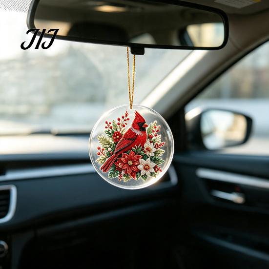 Festive Winter Party Favors Christmas Acrylic Hanging Ornament, Double Side Printed Santa Pendant for Tree Window, Holiday Home Decor Supplies 2D Flat