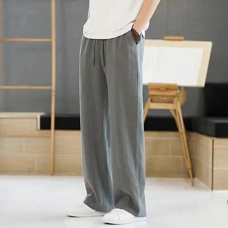 Men's Black Loose-Fit Straight-Leg Wide-Leg Suit Pants for Spring & Autumn 2024