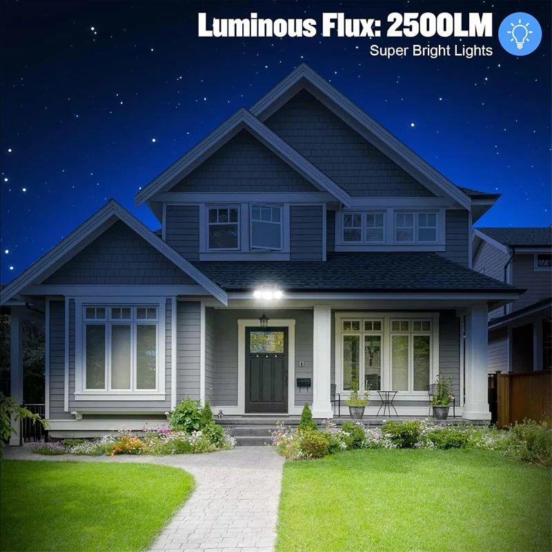 208LED Solar Outdoor Lights Security Lights with Remote Control 3 Heads Motion Sensor IP65 3 Modes Waterproof Flood Wall Lights
