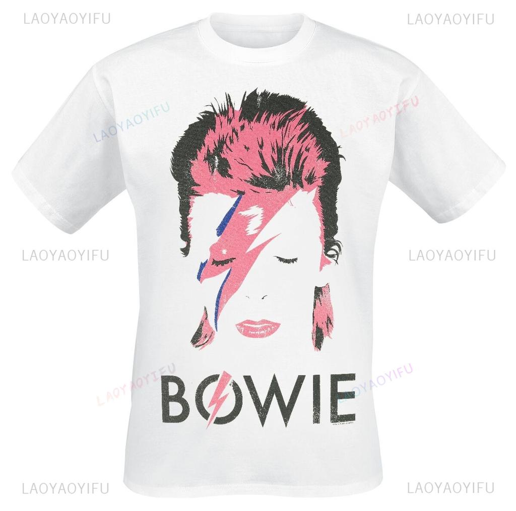 Crew Neck T Shirt with David Bowie Aladdin Sane Lightning Classic Creative Inspired Graphic Featuring Rock Art for Fans Tshirt