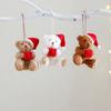 3PCS Cute Plush Bear Christmas Tree Hanging Ornaments Decorations for Home Door Window Xmas Gifts Plush Bear New Year