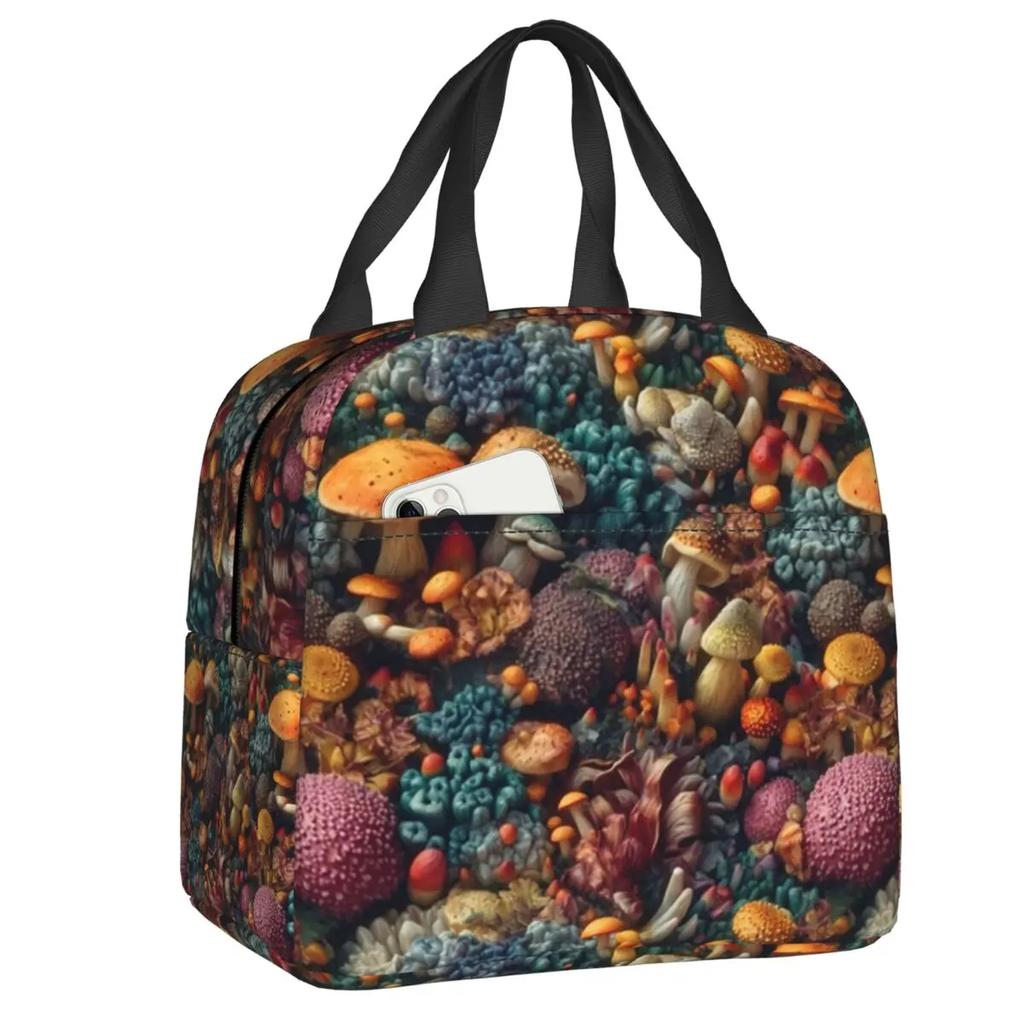 Mushroom Forest Insulated Lunch Bag for Women Leakproof Thermal Cooler Bento Box Office Picnic Travel