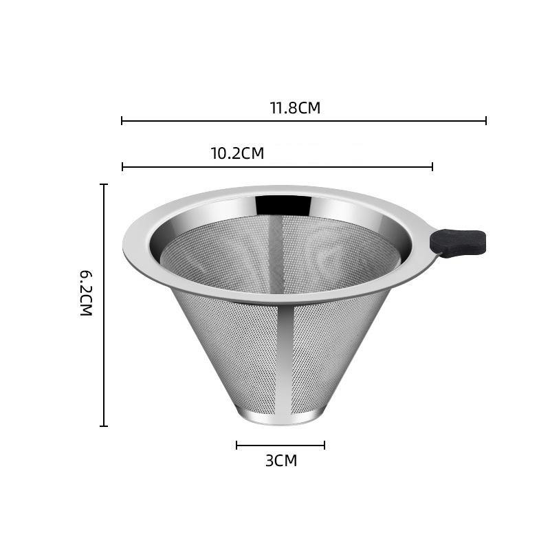 Double Layer Stainless Steel Reusable Coffee Filter Holder - Coffee Tea Strainer Essential Coffee Making Accessory