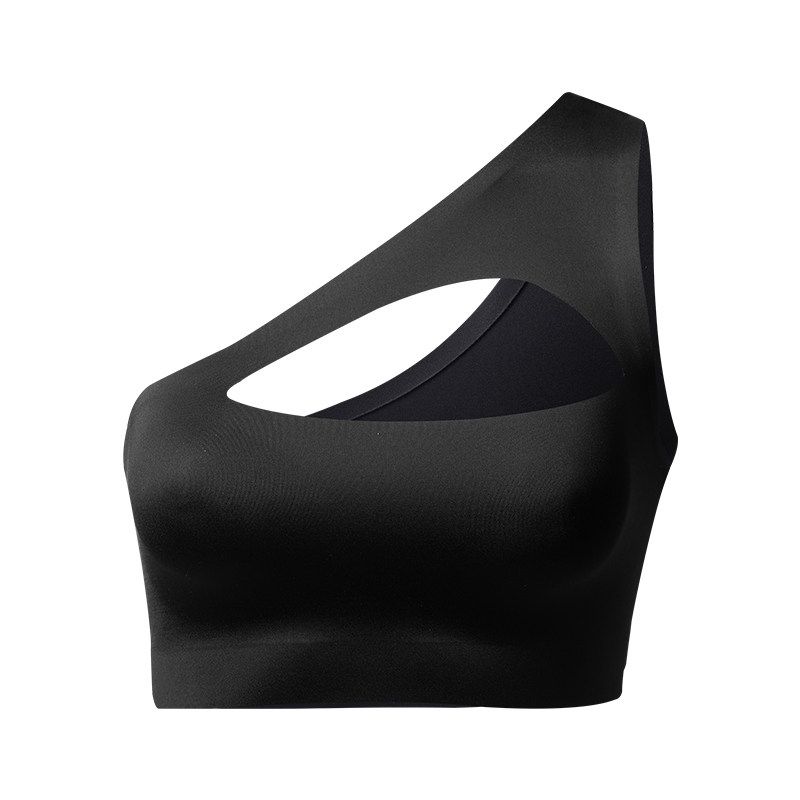

CR1688-87 Color Discount European and American Sexy Oblique Shoulder Strap Vest Female Inner Match Thin Ice Silk Breathable Underwear Black S