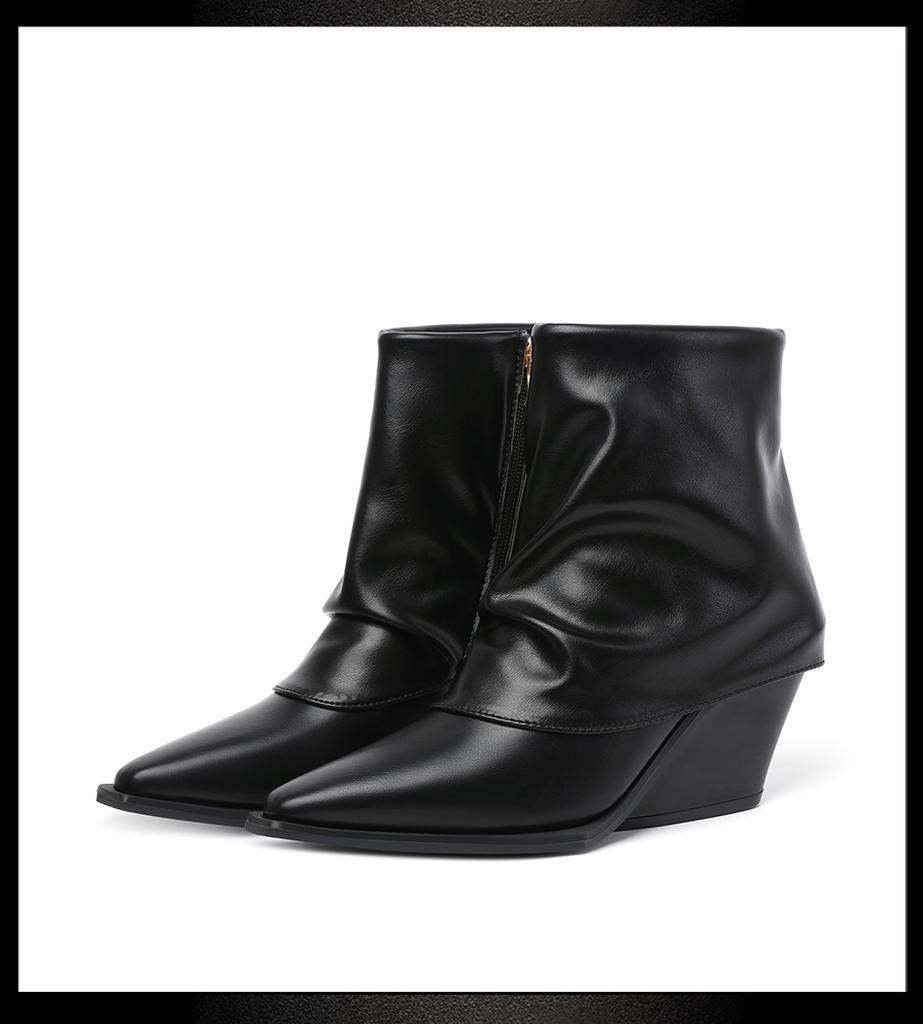 Fashion Pointed Toe Western Cowboy Boots Women New Fall Little Heightened Non-slip Short Leg Pants Tube Boots Fashion French Retro Shoes