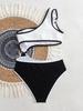 Color-matching Hollow-out One Shoulder Sexy Swimsuit Bikini