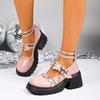 Fashion Gothic Metal Decoration Ankle Strap Pumps Women Punk Platform High Heels Mary Jane Shoes 2025 Summer Sweet Pink Lolita Shoes