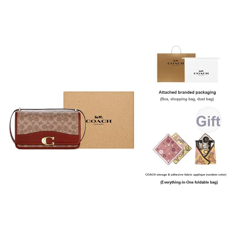 Coach 24 Gold Metal Hardware Pvc Crossbody Shoulder Bag Medium Women bags Red-Brown CQ668-B4NQ4