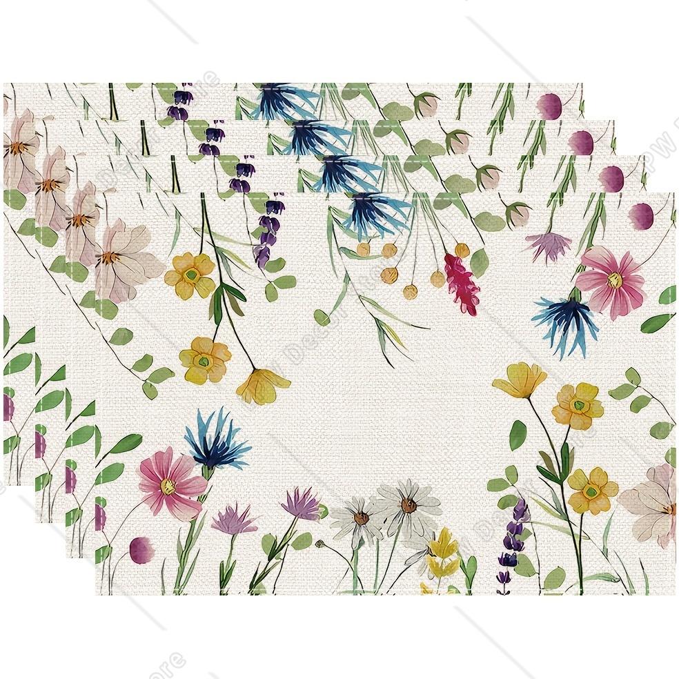 

Spring Floral Placemats Dining Room Kitchen Table Mats Coasters Coffee Mats Home Decor 4 PCS 12x18inch