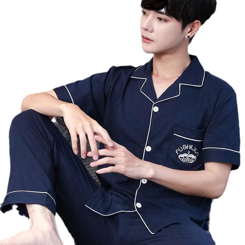 Pánská pyžama, Domácí oblečení, Obleky, Bavlněné pánské jarní a podzimní oblečení, Letní oblečení, Pyžama s krátkým rukávem, Domácí oblečení