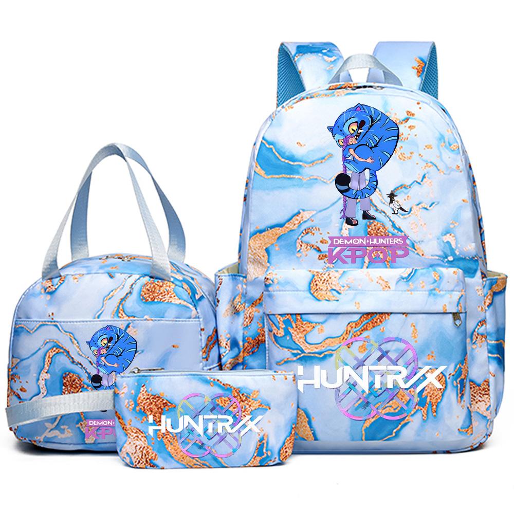 3Pcs/set Anime K-Pop Demon Hunters Printed Backpack Handbag Pencil Case for Teenager Student Bookbag Schoolbag Women Large Capacity Waterproof Bag