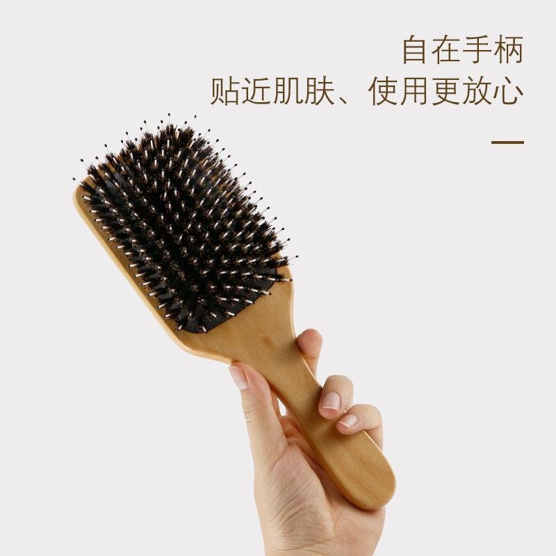 Swine Bristle Airbag Straight Curly Air Cushion Lotus Wood Handle, Parallel Beauty Comb, Pointed Tail Hair Picking Set Comb