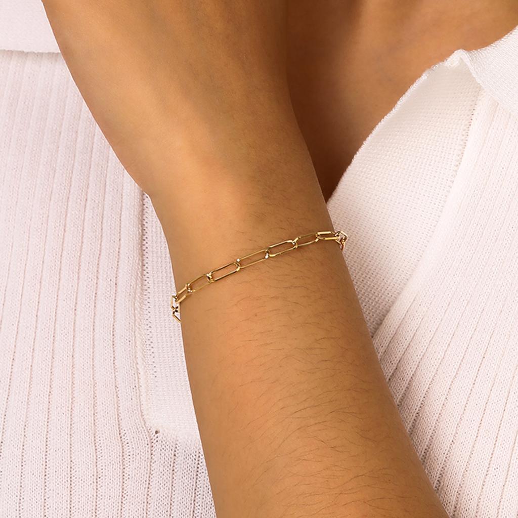 3.5mm Minimalist Stainless Steel Square Cable Chain Bracelets for Women,Female Gold Color Charm Bracelets Jewelry Brithday Gift