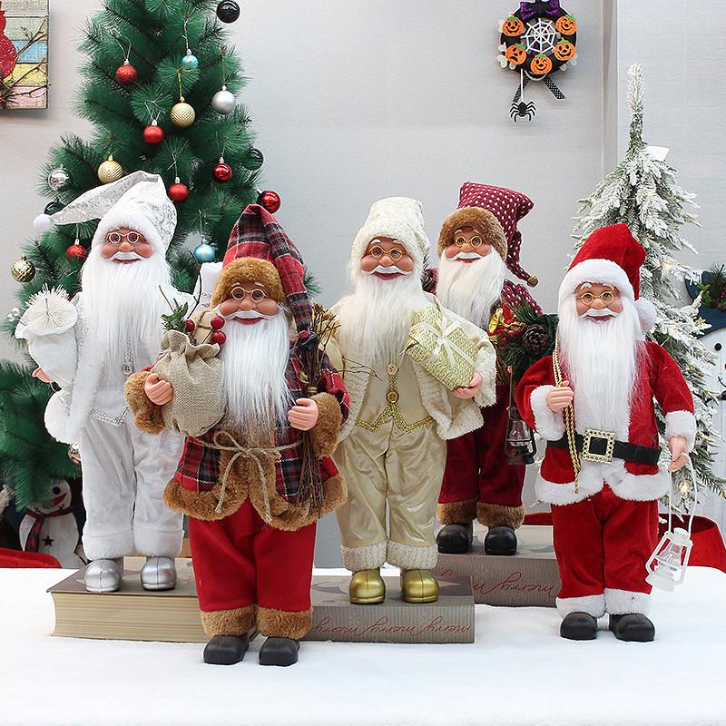 Display Christmas Standing Santa Claus Figurine Doll For Home Window Decoration
