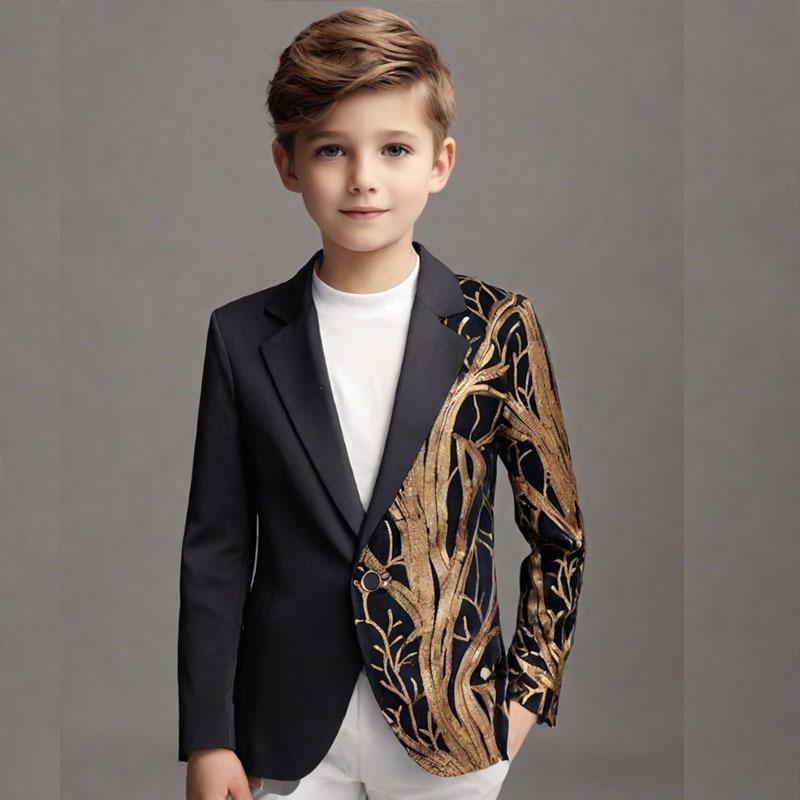 

Boys Sequin Shiny Casual Blazer - Trendy Light Luxury Jacket Size 4