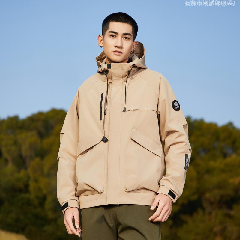 

New Mountaineering Suit Hooded Pure Color Couple Jacket Men s Outdoor Sports and Casual Waterproof Jacket XXXL