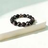 Natural black leaf vein jasper bracelet, round bead crystal bracelet, unisex jewelry, handicraft ornament.