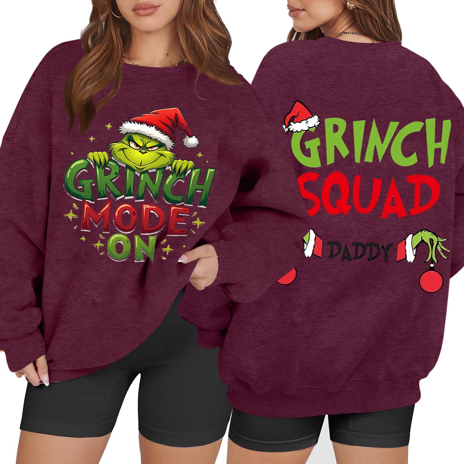 

Women s Casual Fashion Long Sleeve Christmas Printed Round Neck Sweatshirt Top S винний
