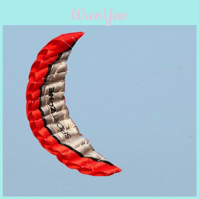 Paracadute Parapendio a Doppia Linea 2,5 m Sport Acrobatico Giocattoli da Spiaggia all'Aperto Aquilone Rosso con Tessuto a Scacchi Premium**