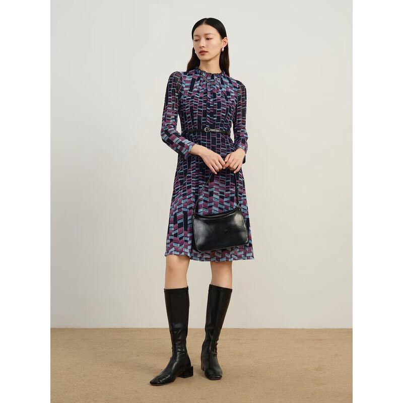 

Juziyi Annacoco Elegant Lace Geometric Pleated Dress M