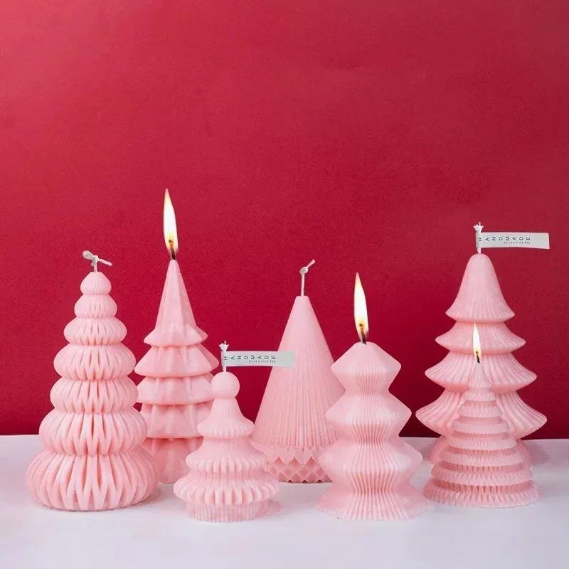 1-4PCS Christmas Tree Aroma Candle Silicone Mold DIY Plaster Wax Craft Holiday Decorations Handmade Supplies Making Kits