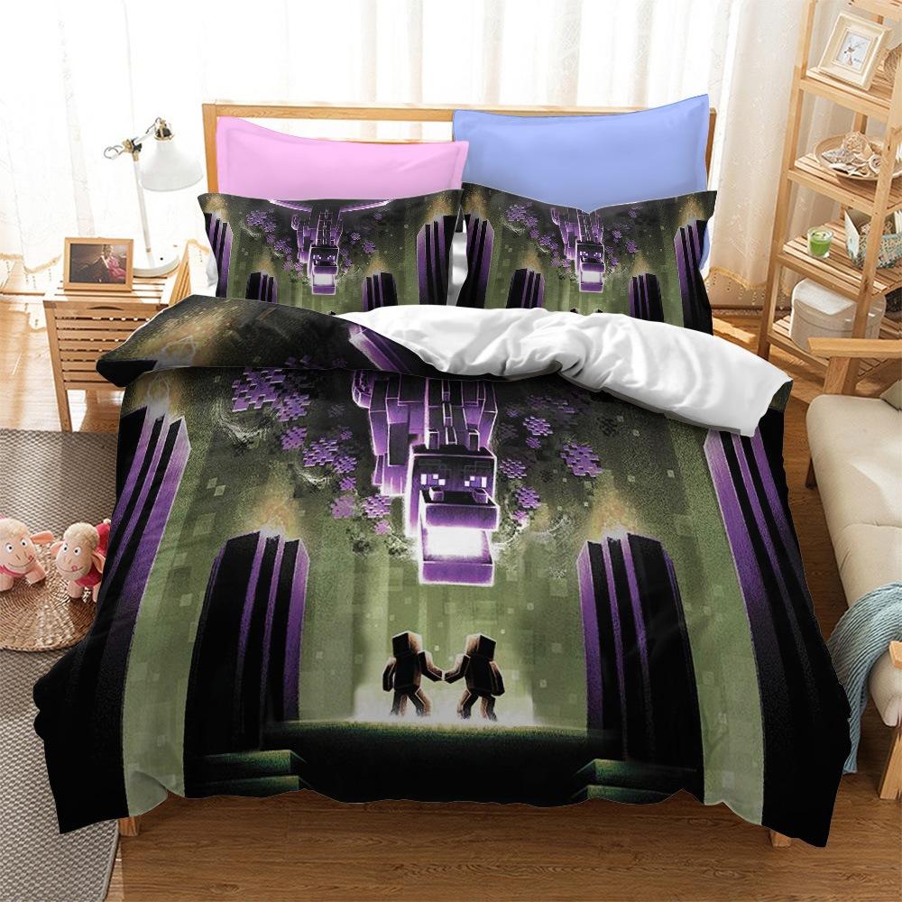 Roupa de Cama Minecraft Série Kit Três Peças Têxtil Lar Tecido Abrasivo Impressão Digital