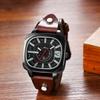 Square Unisex Leather Strap Sports Watch Waterproof Analog Quartz Fashion Watch for Casual Use