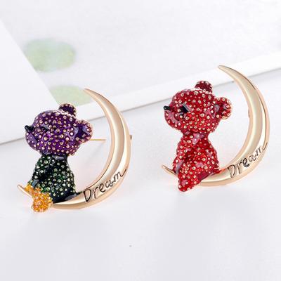 Moon Enamel Pin Bear Moon Shape Accessories Decoration Trendy