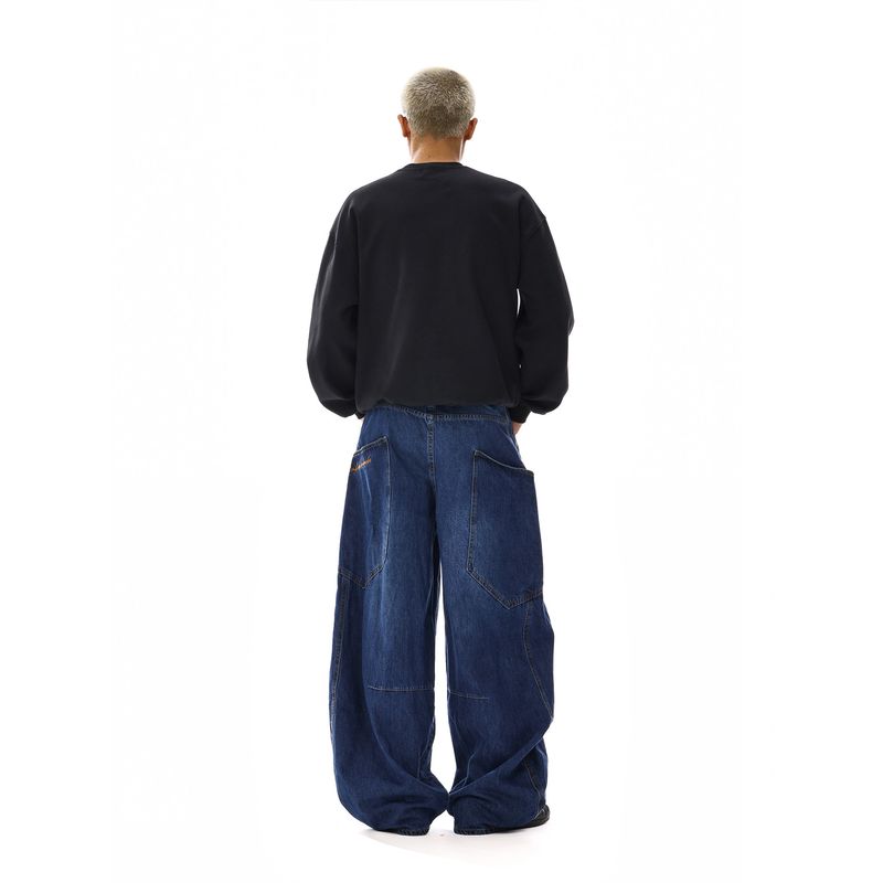 American Retro Stylish Machete Baggy Cargo Jeans Men and Women Loose Hip Hop Wide Leg Embroider Mop Pants