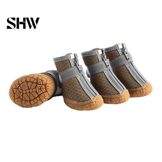 Pet Paw Protection for Running 4Pcs Non-Slip Dog Shoes, Breathable Mesh Boots, Waterproof Durable Rubber Soles Paws Protectors Small Dogs, Outdoor