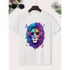 European sizes Rock Lion Cotton Boys T-Shirt Boys Creative T-Shirt, Casual Lightweight Comfortable Short Sleeve Top, Summer Youngsters's Clothing