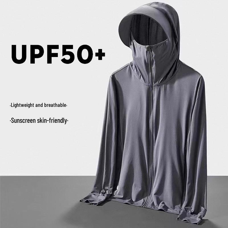 

Мужская летняя легкая куртка с капюшоном, устойчивая к УФ-излучению, для рыбалки и велоспорта на открытом воздухе XXXL темно-серого