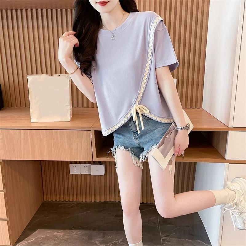Short-sleeved T-shirt for Women Summer New Design Niche Irregular Short Top