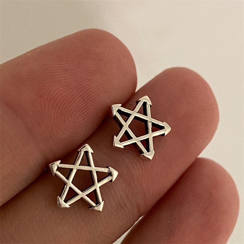 

Серьги с пентаграммой, женские ретро простые индивидуальные серьги с холодным ветром
