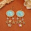 [Pair of Angelic Earrings] Vintage-Inspired Angelic Earrings with Sparkling Rhinestones, Star & Heart Charms - Zinc Alloy, Perfect for Women's Date Ni