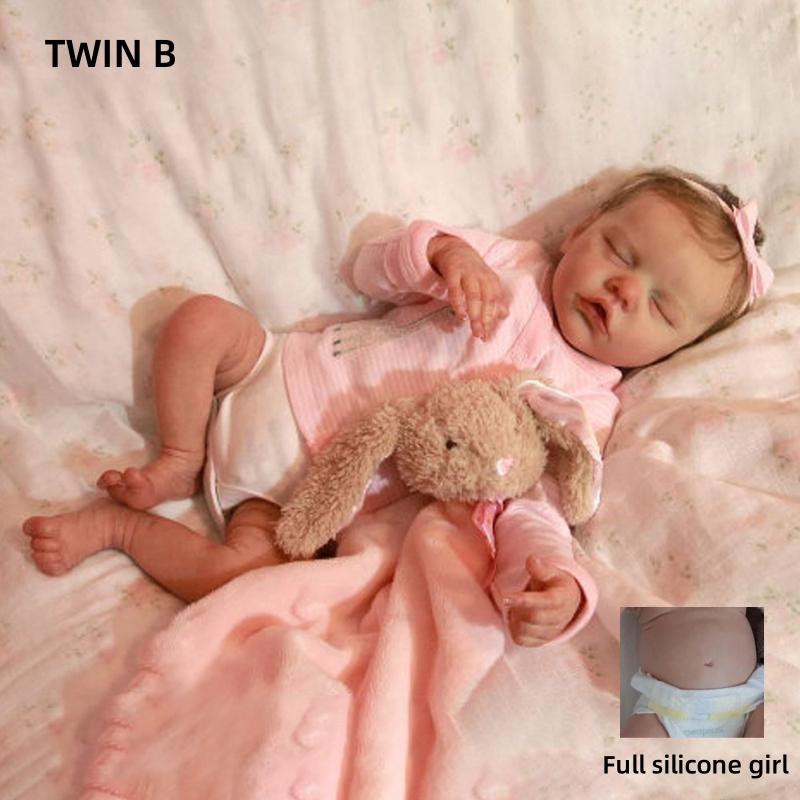 

Реалистичные 18-дюймовые куклы реборн Близняшка А Близняшка Б Полностью виниловое/тканевое тело Куклы новорожденных Реалистичные спящие куклы реборн для девочек для детей Подарки на день рождения Twin B girl doll